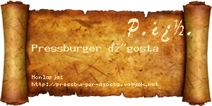 Pressburger Ágosta névjegykártya